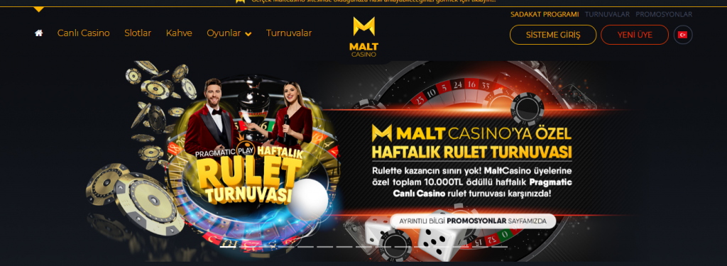 Malt Casino'ya üye olurken veya oyun oynarken sunulan bonus